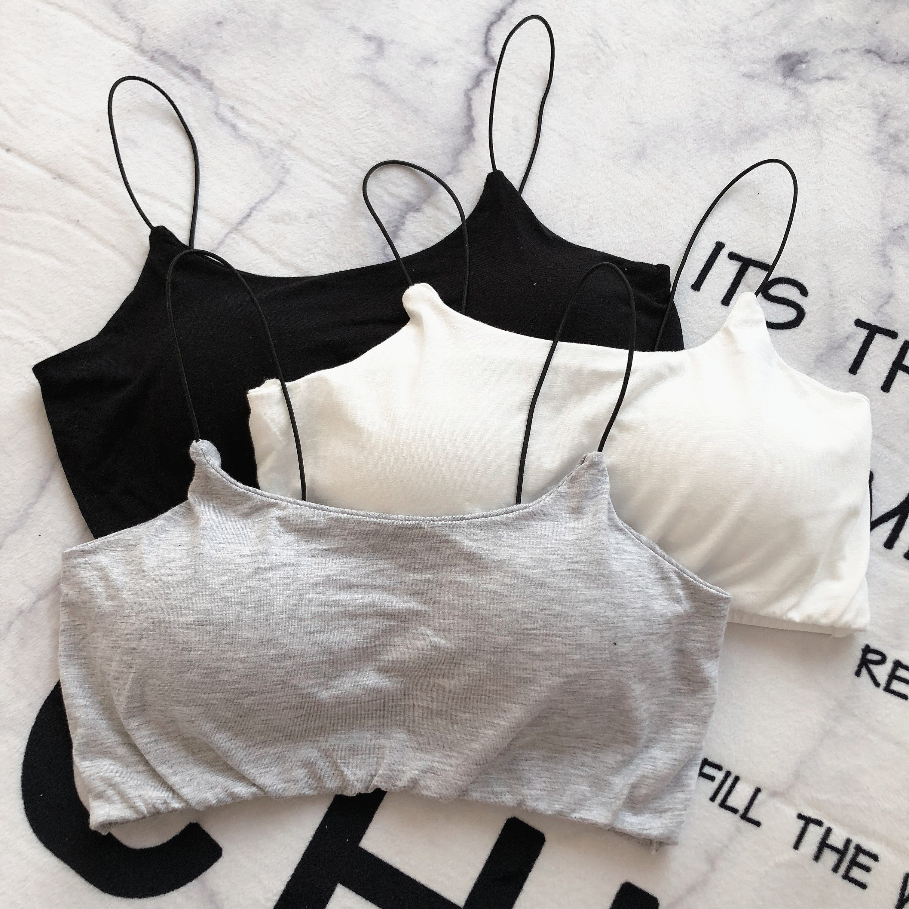 小吊带背心无钢圈内衣女学生高中少女细肩带隐形文胸美背裹胸206