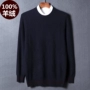 Ordos City cashmere áo len nam phiên bản Hàn Quốc của cổ tròn đan đáy áo len nhung áo len dày cỡ lớn áo lót nam