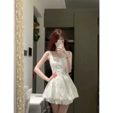 Майка, летнее платье, приталенный милый корсет, юбка с бантиком, А-силуэт, юбка-пачка