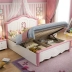 Hàn Quốc phong cách vườn giường phòng ngủ lưu trữ hộp cao giường ngủ công chúa màu hồng cô gái thương hiệu giường gỗ Địa Trung Hải - Giường giường hoàng gia Giường