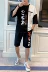 Mùa hè ngắn tay áo thun nam xu hướng set đồ với phiên bản nam Hàn Quốc của quần áo trên thương hiệu tay áo năm điểm đẹp trai - Bộ đồ Bộ đồ