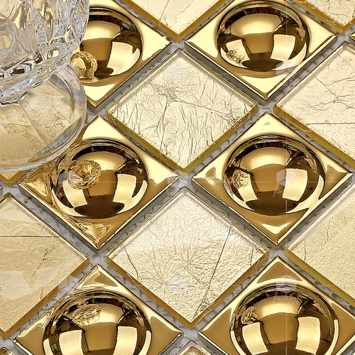 T Crystal Gold Foil+Золотая шляпа Мозаика хрустальное стекло, плитка для ванной комнаты ТВ фона фона стены настенный пластырь