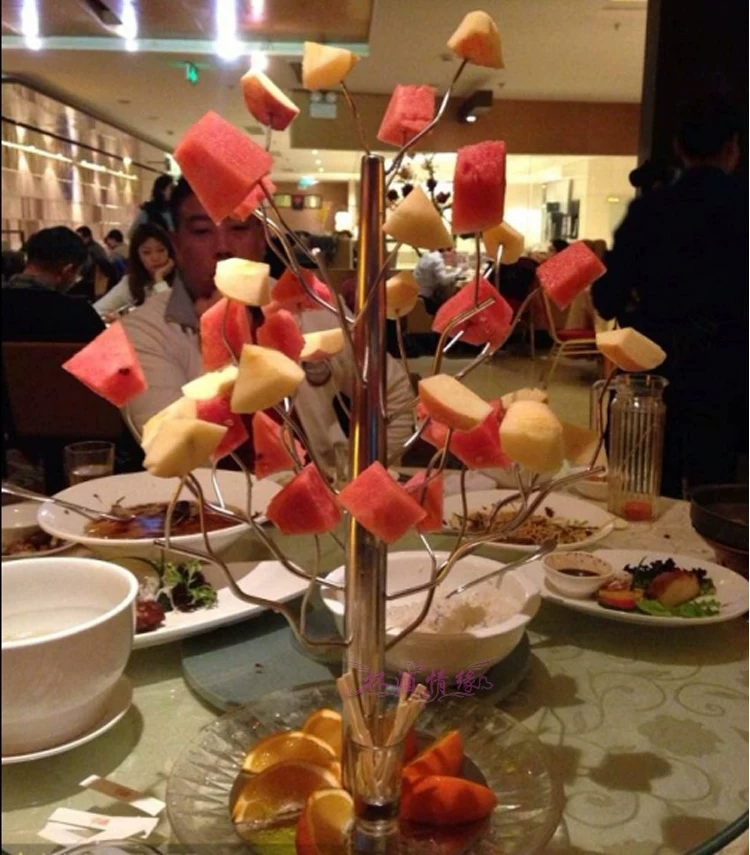 Featured Pacted Personalized Bar KTV Buffet Water Fruit Disc Stainless Steel Fruit Tree S supporting Christmas tree fruit fork