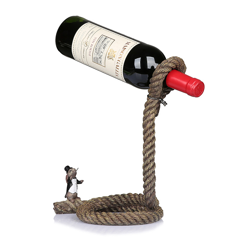 Qipin House European style creative suspension rope red rack wine cabinet decoration resin_voghion.com