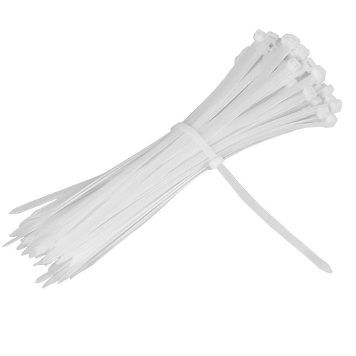 Нейлоновые белые пластиковые большые мощные кабельные стяжки, 5×300мм, фиксаторы в комплекте