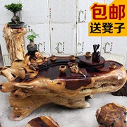 Gà cánh gỗ chạm khắc bàn trà gỗ rắn gỗ cây gốc bàn trà tổng thể tự nhiên - Các món ăn khao khát gốc