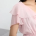 [Hàng tuyển chọn] Đầm liền màu cổ chữ V 007 giảm giá cho phụ nữ 20 mùa hè mới cổ lá sen đầm dài trung - Váy dài