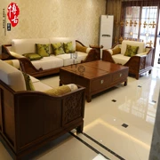 Sofa hiện đại mới của Trung Quốc Sofa gỗ hồng mộc Sofa gỗ gụ nội thất sen sen ánh trăng Phòng khách kết hợp sofa gỗ - Bộ đồ nội thất