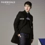 Mark Huafei Mao len áo khoác nam in áo khoác thủy triều trong phần dài áo khoác jean nam