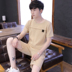 Có thể được mặc bên ngoài đồ ngủ nam mùa hè linen ngắn tay linen phần mỏng mùa hè Hàn Quốc giản dị thanh niên của nam giới dịch vụ nhà phù hợp với Bên ngoài ăn mặc