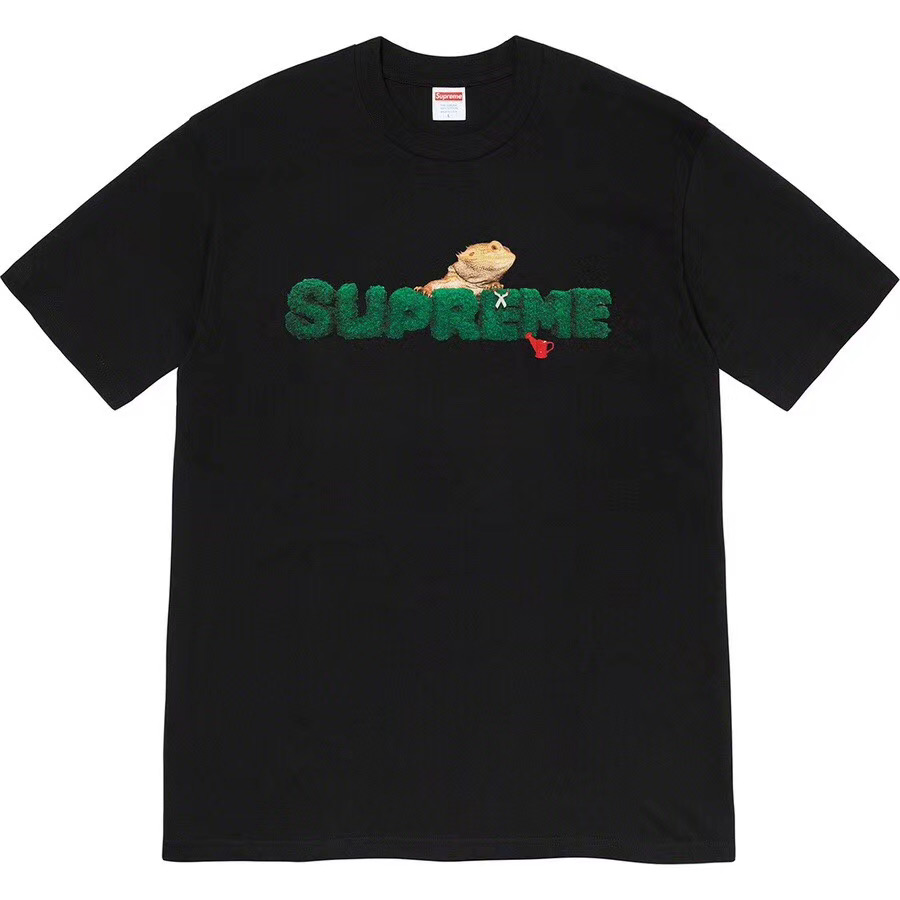 S041 BlackSupreme20SSLizardTee green Botany logo crawl lizard Short sleeve men and women letter T-shirt