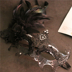 Карнавальная маски 羽毛半脸万圣节面具女化妆舞会公主派对假面高档蕾丝华丽