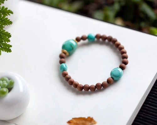 Бирюзовая природная руда, бусины, резное украшение-шарик, ручка, браслет, тройник