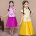 Trẻ em Cộng hòa Trung Quốc gió học sinh ăn mặc Hoa hậu phù hợp với trang phục Hanfu Trang phục Guzheng cô gái cô gái hợp xướng - Trang phục trang phục biểu diễn zumba Trang phục