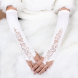 Аксессуар для невесты, кружевные красные белые перчатки, свадебный аксессуар, цвета шампанского