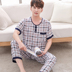 Mùa hè người đàn ông mới của đồ ngủ ngắn tay quần cotton nhân tạo dày phù hợp với trẻ và trung niên mỏng in kích thước lớn dịch vụ nhà Bộ Pajama