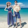 Những người yêu thích áo tắm thiết lập ba mảnh kỳ nghỉ bên bờ biển gợi cảm cặp đôi người mẫu spa ngực nhỏ tụ tập đồ bơi đôi - Vài đồ bơi 	đồ đôi đi biển màu xanh