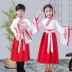 Hanfu Children Trang phục âm nhạc Trung Quốc Cô gái Phong cách Trung Quốc 襦 váy Khổng Tử Trung Quốc hiếu thảo ba chữ mở lễ biểu diễn bút - Trang phục Trang phục