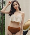 Spot Phong cách Hàn Quốc Thời trang kích cỡ ngực tụ tập xù ống hàng đầu dây đeo giữa kỳ nghỉ hè - Bikinis