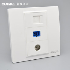 Розетка 网络光钎闭路tv插座家用86型三位有线电视+sc光纤+电脑网线口面板
