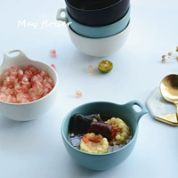 Mayflower Nhật mờ men tròn với tay cầm bát cơm salad bát súp nhỏ bộ đồ ăn bằng gốm - Đồ ăn tối bộ chén dĩa sứ