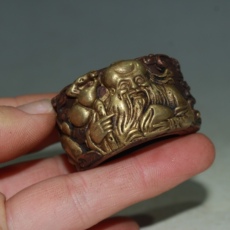 Винтажное изделие из бронзы 古玩收藏纯铜仿紫铜八仙图扳指个性创意男士戒指指环铜件小把件