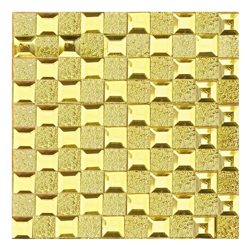 Стеклянная самоклеющаяся трехмерная мозаика на стену, золото и серебро