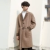 MAZCOO gốc Hàn Quốc phiên bản của retro lưới tie trong phần dài của hai mặt len ​​nhung coat loose áo len nam