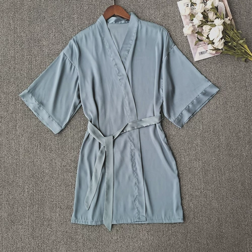 Сексуальный шелковый осенний банный халат, универсальный цветной тонкий комплект, эффект подтяжки