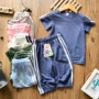 Chàng trai và cô gái mùa hè phù hợp với 2018 trẻ em mới của bông và vải lanh ngắn tay T-Shirt + năm quần trong cậu bé lớn mỏng hai mảnh bodysuit cho bé sơ sinh