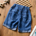 Trai quần short denim 2018 mùa hè trẻ em mới của sét thêu quần chân rộng trong cậu bé lớn mềm quăn quần bãi biển Quần jean