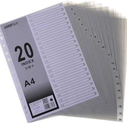 Человеческая US-020A Перегорочная бумага Пластификационная классификационная бумага 20 страниц индексной бумаги 11-луночных категорий карты с цифровой картой