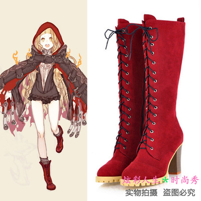 taobao agent Little Red Riding Hood, footwear, boots with zipper, cosplay