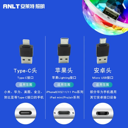 Подсветка мобильного телефона USB-светильник мини-светодиодный хрустальный волшебный шар красочный свет на открытом воздухе можно подключить к аккумулятору 5 В двусторонний эльф