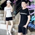 Couple thể thao phù hợp với 2018 mùa hè mới nữ ngắn tay quần short nam giới bình thường của một nửa tay sinh viên chạy hai mảnh