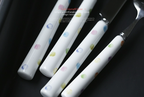 Cybil Color чернила Ripple Dot Ceramic Handling Dableware круглая ложка Rice Spoon Fork Fork Fork Cow Row Newing Device