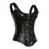 Vest da kiểu corset thun co giãn vai rộng có dây đeo bằng da đồ lót 8276 - Siêu mỏng