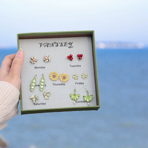 Подарочная коробка на день Святого Валентина, серебряная игла, натуральная лампа для растений из жемчуга, комплект, серьги, подарок на день рождения
