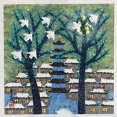 Рисунки акварелью и гуашью 《飞向未来》（画芯25--25厘米）金山农民画纯手绘