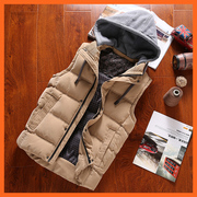 Mùa thu và mùa đông Hàn Quốc phiên bản của vest áo khoác nam kích thước lớn không tay vest trùm đầu xuống áo khoác vest ấm thanh niên bông thủy triều