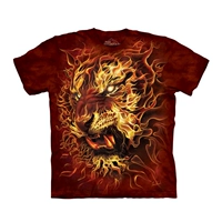 Соединенные Штаты гора Нейан Нянь Красный Трехмерный хлопчатобумажный огонь пламени Тигр Голова Wangcai 3DT Рубашка