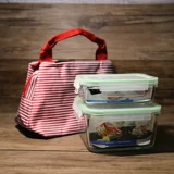 Кортменный стеклянный ланч коробка Caipan Fresh -Heparing Box At Work Lunch Box Семейная микроволновая печь коробка, свежий хранение холодильника