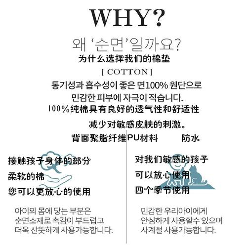 Импортная детская большая водонепроницаемая хлопковая пеленка, ткань, подушка, матрас, в корейском стиле