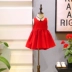 2018 mùa hè cô gái mới lớn nơ đỏ tie vest váy trẻ em ăn mặc giản dị trẻ em ăn mặc váy