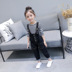 Mùa xuân 2019 kiểu mới cho bé gái sọc áo thun tay dài đáy quần + áo yếm denim hai dây trẻ em quần bơi bé trai Phù hợp với trẻ em