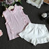 Quần áo trẻ em 2018 Mùa hè New Girls Bow Ruffled Top + Quần short Bộ đồ hai dây ngọt ngào giản dị áo quần trẻ em Phù hợp với trẻ em