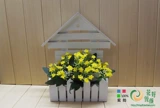 Белая деревянная квадратная деревянная стена дома -деревянный забор стена, висящая горшка, деревянная цветочная рама цветочная полка контейнер, домашнее, висящее украшение моделирование цветок