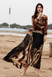 Шелковая длинная длинная юбка, пляжное платье, защита от солнца