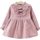 Платье, детская юбка, флисовый наряд маленькой принцессы для девочек, длинный рукав, в корейском стиле, 1-2-3-4 лет, в западном стиле