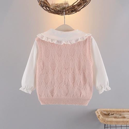 Осенний детский комплект, шерстяной жилет, хлопковая рубашка, 1-2-4 лет